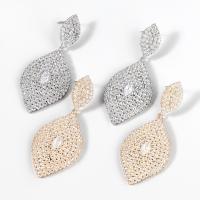 Strass Earring, Zinc Alloy, mode sieraden & voor vrouw & met zirkonia & met strass, meer kleuren voor de keuze, 65x26mm, Verkocht door pair