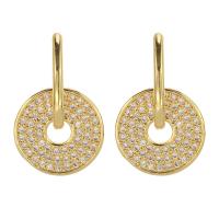 Huggie Hoop Drop Earring Brass plated fashion jewelry & micro pave cubic zirconia Sold By Pair