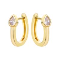 Brass Leverback Earring plated fashion jewelry & micro pave cubic zirconia Sold By Pair