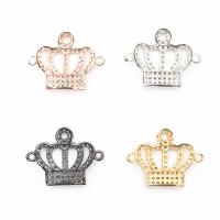 Cubic Zirconia Micro Pave Brass Connector, Crown, plated, fashion jewelry & micro pave cubic zirconia, more colors for choice, 15x19.60mm, Sold By PC