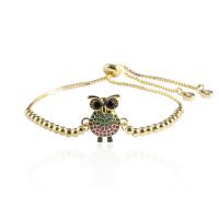 Cubic Zirconia Micro Pave Brass Bracelet, Owl, plated, fashion jewelry & micro pave cubic zirconia, more colors for choice, Length:7.87 Inch, Sold By PC
