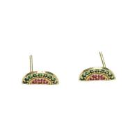 Cubic Zirconia Micro Pave Brass Earring, gold color plated, fashion jewelry & micro pave cubic zirconia, 10x5mm, Sold By Pair