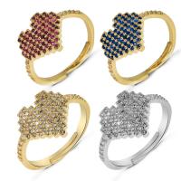Krychlový Circonia Micro vydláždit mosazný prsten, Mosaz, Srdce, módní šperky & micro vydláždit kubické zirkony, více barev na výběr, 21x21mm, Prodáno By PC