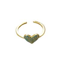 Cubique anneau en laiton Circonia Micro Pave, coeur, Placage de couleur d'or, bijoux de mode & pavé de micro zircon, 17mm, Vendu par PC