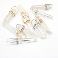 Clear Quartz Pendant, with Iron, irregular, plated, Unisex, more colors for choice, 7x38-9x35mm, Sold By PC
