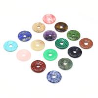 Gemstone Pendants Jewelry, Natural Stone, Donut, different materials for choice, more colors for choice, 35x35mm, Sold By PC