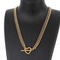 Titanium Steel Necklace Heart plated Double Layer & for woman 3mm Length Approx 20.08 Inch Sold By PC