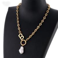 Titanstahl Halskette, mit Muschelkern, mit Verlängerungskettchen von 1.97Inch, plattiert, für Frau, keine, 13x20mm,15x22mm, Länge:ca. 16.93 ZollInch, verkauft von PC