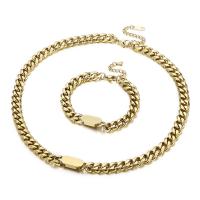 Titanium Steel Jewelry Set bracelet & necklace with 1.97Inch extender chain plated for woman 8mm Length Approx 16.14 Inch Approx 6.69 Inch Sold By Set