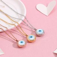 Evil Eye Jewelry Necklace Titanium Steel with Cats Eye Round plated for woman 13mm Length Approx 17.72 Inch Sold By PC