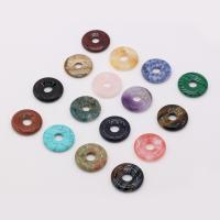 Gemstone Pendants Jewelry, Natural Stone, Donut, different materials for choice & Unisex, more colors for choice, 25x25mm, Sold By PC