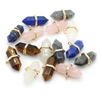 Gemstone Pendants Jewelry, Natural Stone, with Brass, gold color plated, different materials for choice & Unisex, more colors for choice, 17x35mm, Sold By PC