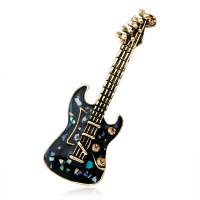 Tibetan Style Brooches, with Shell, Guitar, gold color plated, fashion jewelry, more colors for choice, nickel, lead & cadmium free, 20x48mm, Sold By PC