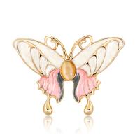 Zinc Alloy Brooches with Cats Eye Butterfly gold color plated enamel nickel lead & cadmium free Sold By PC