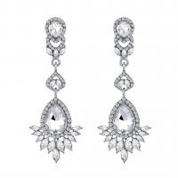 Rhinestone Earring Zinc Alloy silver color plated with rhinestone silver color nickel lead & cadmium free Sold By Pair