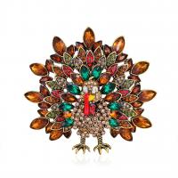 Rhinestone Brooch Zinc Alloy with Acrylic Peacock gold color plated enamel & with rhinestone nickel lead & cadmium free Sold By PC