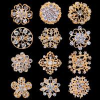 Rhinestone Brooch, Tibetan Style, plated, 12 pieces & with rhinestone, more colors for choice, nickel, lead & cadmium free, 27mm, 12PC/Set, Sold By Set