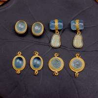 Gemstone Pendants Jewelry Brass with Aquamarine gold color plated DIY blue nickel lead & cadmium free Sold By PC