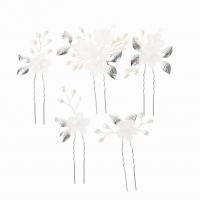 Hair Stick Zinc Alloy with Plastic Pearl silver color plated 5 pieces & fashion jewelry silver color nickel lead & cadmium free Sold By Set