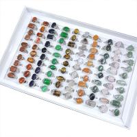 Ring Finger mosiądz, ze Kamień szlachetny, Platerowane w kolorze platyny, do wyboru różne materiały & dla kobiety, 10-18mm, rozmiar:6-10, 100komputery/Box, sprzedane przez Box