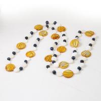 Пресноводные перлы ожерелье цепи свитера, Пресноводные жемчуги, с Белая ракушка, разноцветный, 6-10mm, Продан через Приблизительно 37.5 дюймовый Strand