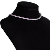 Brass Necklace, with 5.9inch extender chain, plated, micro pave cubic zirconia & for woman, more colors for choice, nickel, lead & cadmium free, 5mm, Length:Approx 10.6 Inch, Sold By PC