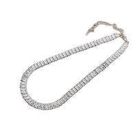 Brass Necklace with 4inch extender chain plated micro pave cubic zirconia & for woman nickel lead & cadmium free Length Approx 12.6 Inch Sold By PC