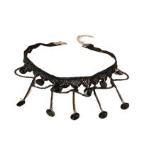 Tibetan Style Choker Necklace, with Polyester & Crystal, with 2inch extender chain, plated, for woman & hollow, Length:Approx 11.8 Inch, Sold By PC