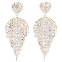 Brass Tassel Earring, plated, for woman & with rhinestone, more colors for choice, nickel, lead & cadmium free, 126x50mm, Sold By Pair