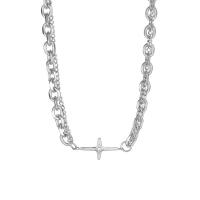 Titanium Steel Necklace, Cross, Unisex & different size for choice, original color, Sold By PC