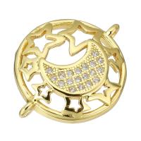 Cubic Zirconia Micro Pave Brass Connector, gold color plated, micro pave cubic zirconia & hollow, 20x15x3mm, Hole:Approx 1mm, Sold By PC