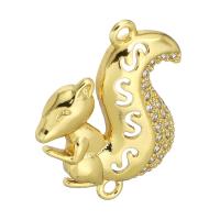 Cubic Zirconia Micro Pave Brass Connector Squirrel gold color plated micro pave cubic zirconia & hollow Approx 1mm Sold By PC