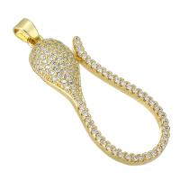 Cubic Zirconia Micro Pave Brass Pendant, gold color plated, micro pave cubic zirconia & hollow, 14x33x4mm, Hole:Approx 2mm, Sold By PC