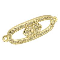 Cubic Zirconia Micro Pave Brass Connector, gold color plated, micro pave cubic zirconia & hollow, 32x10x2mm, Hole:Approx 2mm, Sold By PC