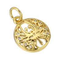 Cubic Zirconia Micro Pave Brass Pendant, gold color plated, micro pave cubic zirconia & hollow, 11x13x2mm, Hole:Approx 3mm, Sold By PC