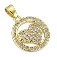 Cubic Zirconia Micro Pave Brass Pendant, gold color plated, micro pave cubic zirconia & hollow, 13x20x4mm, Hole:Approx 3mm, Sold By PC