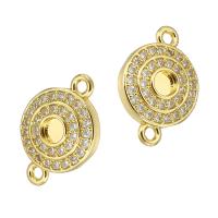 Cubic Zirconia Micro Pave Brass Connector, gold color plated, micro pave cubic zirconia & hollow, 15x10x2mm, Hole:Approx 1mm, Sold By PC