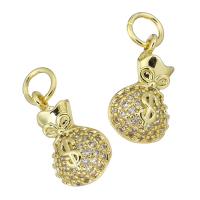Cubic Zirconia Micro Pave Brass Pendant, gold color plated, micro pave cubic zirconia & hollow, 8x14x4mm, Hole:Approx 3mm, Sold By PC