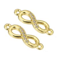 Cubic Zirconia Micro Pave Brass Connector, gold color plated, micro pave cubic zirconia & hollow, 18x5x2mm, Hole:Approx 1mm, Sold By PC
