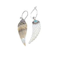 Shell Pendants Zinc Alloy with Rhinestone Clay Pave & Shell Wing Shape Carved mixed colors Sold By PC