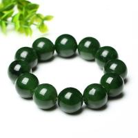 Jasper Stone Bracelet Carved Unisex green 18mm Length Approx 7.5 Inch Sold By PC