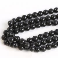 Perle, rund, poliert, DIY, schwarz, verkauft per 38 cm Strang
