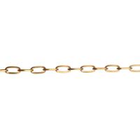 Chaine ovale en laiton, chaîne rectangle, doré, 10x5x1mm, Longueur 1 m, Vendu par m