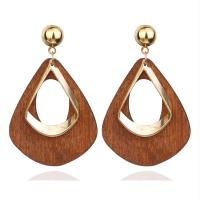 Holz Ohrring, Zinklegierung, mit Holz, Modeschmuck & für Frau, keine, 53x34mm, verkauft von Paar