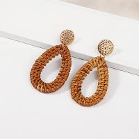 Tibetan Style Drop Earrings, with Rattan, fashion jewelry & for woman, more colors for choice, 67x33mm, Sold By Pair