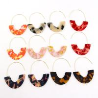 Akryl smykker ørering, Zinc Alloy, med Acetatark, mode smykker & for kvinde, flere farver til valg, 65x49mm, Solgt af par