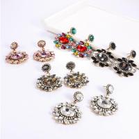 Tibetan Style Drop Earrings, with acrylic rhinestone, fashion jewelry & for woman & with rhinestone, more colors for choice, 52x35mm, Sold By Pair