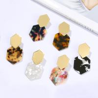 Acrylic Jewelry Earring, Tibetan Style, with Plank, fashion jewelry & for woman, more colors for choice, 58x30mm, Sold By Pair
