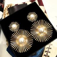 Tibetan Style Drop Earrings, plated, fashion jewelry & for woman, golden, 84x55mm, Sold By Pair
