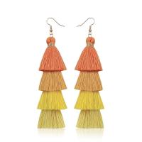 Fashion Fringe Earrings Zinc Alloy with Polyester Yarns fashion jewelry & for woman 105mm Sold By Pair